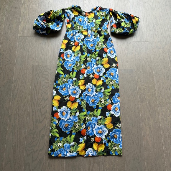 Borgo de Nor Tati Floral Print Off Shoulder Puff Sleeve Midi Dress UK 8 / US 2 - Picture 3 of 11